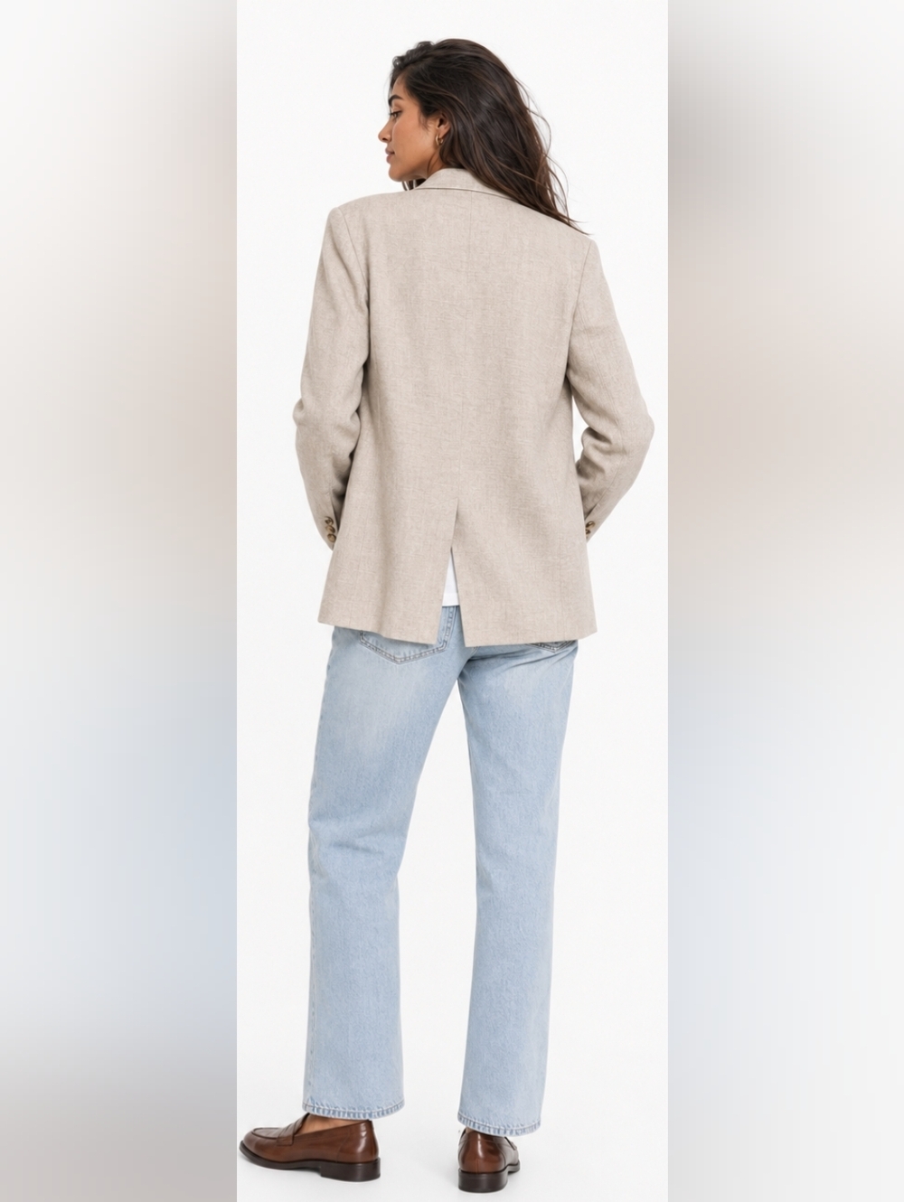 OLD NAVY Double-Breasted Linen-Blend Blazer - Picture 2 of 4